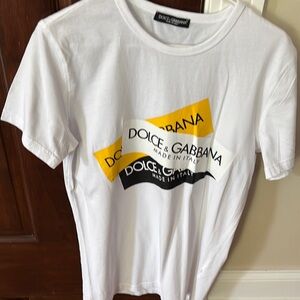 Dolce & Gabbana White and Yellow Graphic Tee